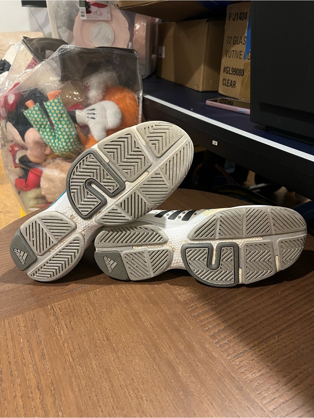Adidas AdiTUFF Bounce Indoor Court Shoes Women’s Size 9 White Blue - Picture 4 of 5